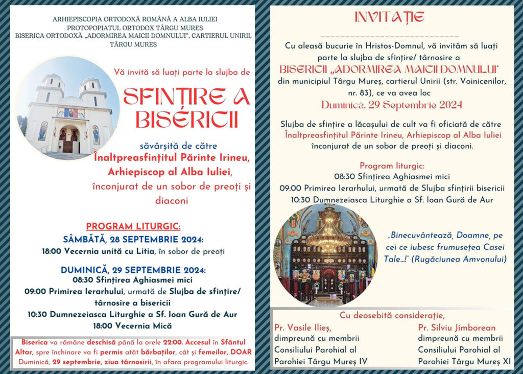 Sfințirea Bisericii "Adormirea Maicii Domnului" din Cartierul Unirii, Târgu Mureș 1 459856731 547019574362672 1384889135470213376 n