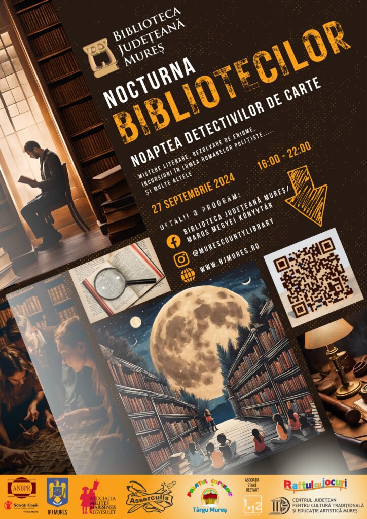 Biblioteca Județeană Mureș anunță aventuri și mistere la „Noaptea Detectivilor de Carte” 460732644 937465541746812 39376907421728826 n