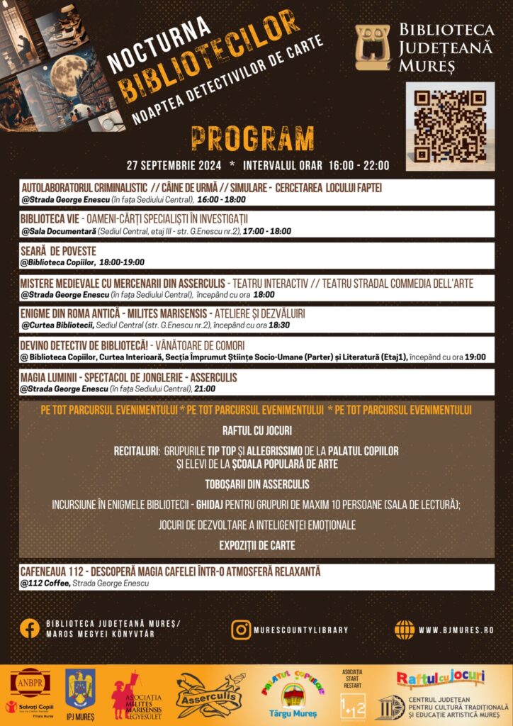 Biblioteca Județeană Mureș anunță aventuri și mistere la "Noaptea Detectivilor de Carte" 1 461123631 938393588320674 4966802902540380030 n