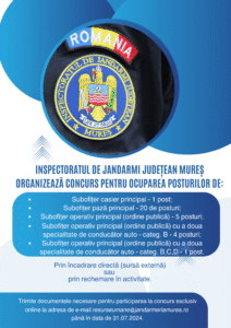 Inspectoratul de Jandarmi Judetean Mures organizeaza concurs pentru ocup. 2