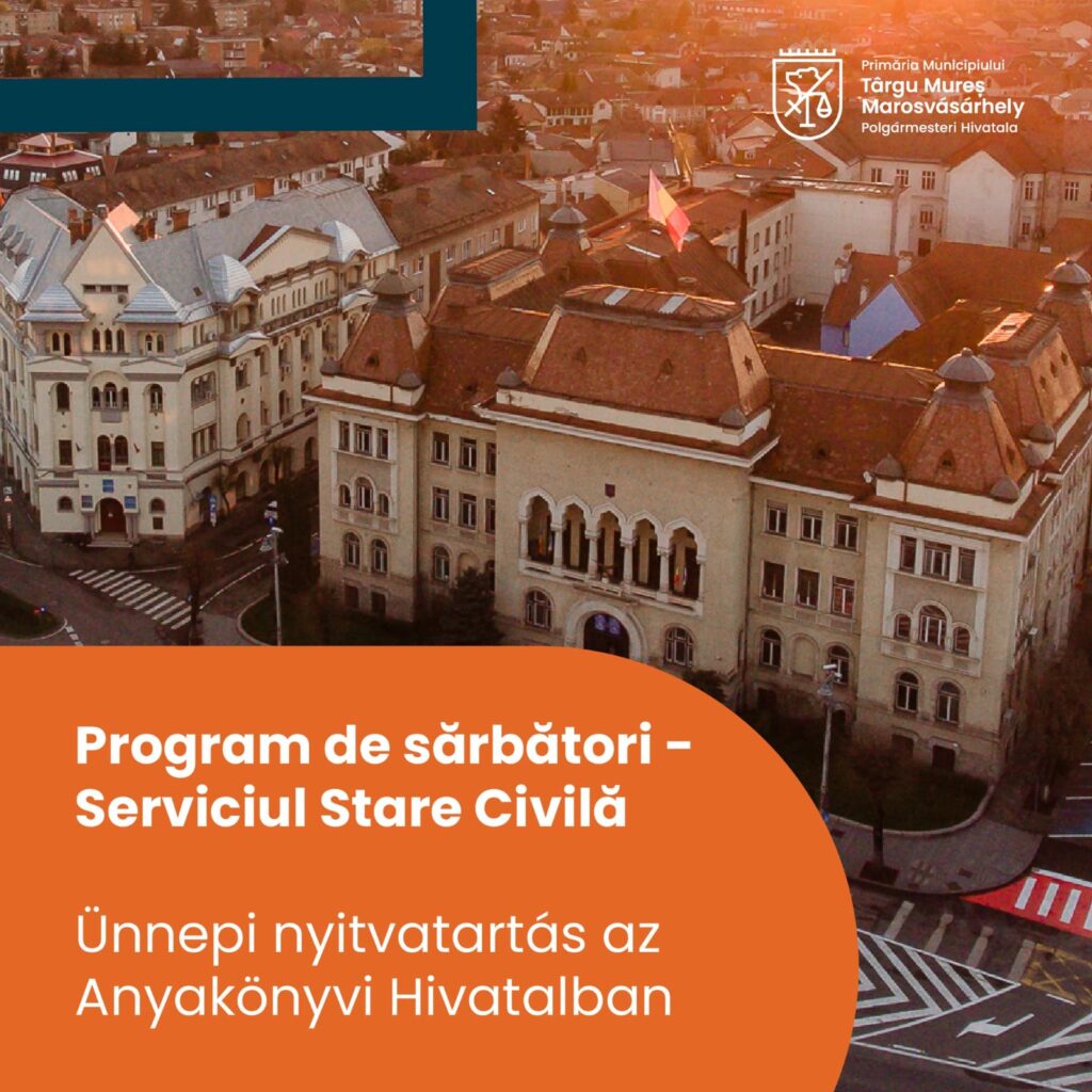 Programul Serviciul Stare Civilă pentru următoarele zile libere / Ünnepi nyitvatartás az Anyakönyvi Hivatalban WQDWQD