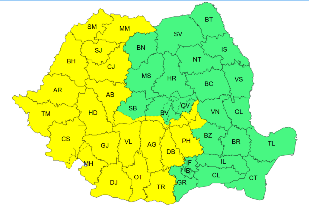 Alertă meteo în Transilvania, Banat și Crișana – Cod galben de ploi torențiale, vijelii și grindină Captura de ecran 2026 05 11 122202