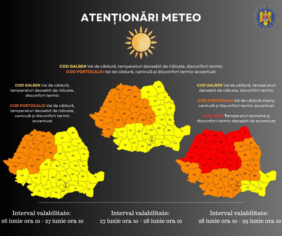 Cod roșu de caniculă în Transilvania, Maramureș și Crișana 1 avertizari